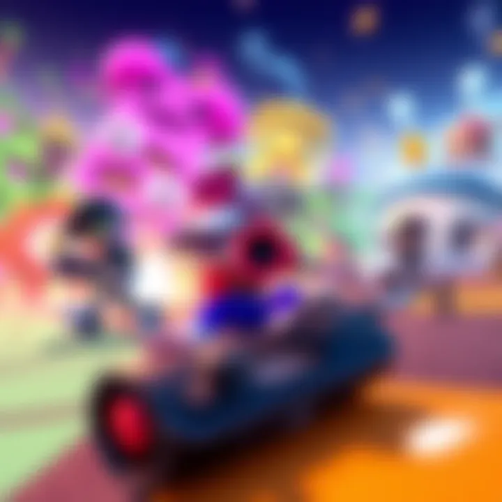 A vibrant scene showcasing Splatoon 3 gameplay with characters in action on a colorful battlefield, highlighting 4K graphics and motion controls.