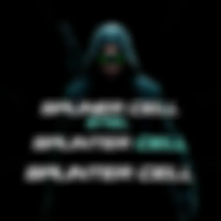 A promotional image featuring the Splinter Cell logo with a shadowy figure in a tactical outfit, set against a dark background.