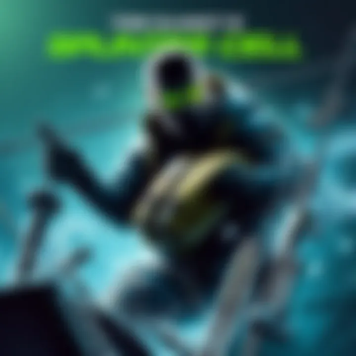 Cover art for Tom Clancy's Splinter Cell Fishing Action Redefined featuring the main character in an action pose surrounded by fishing gear.