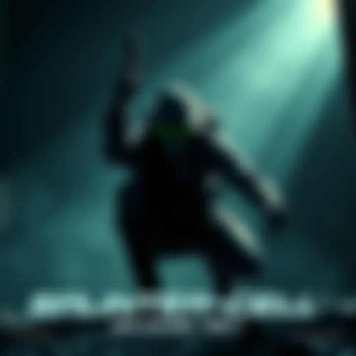 A character in stealth gear, crouching in a shadowy environment, showcasing action from Splinter Cell games.