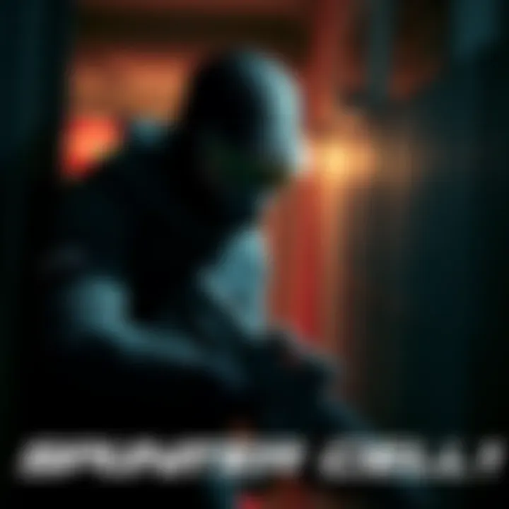 A character in a tactical suit sneaking through shadows with night vision goggles in Splinter Cell