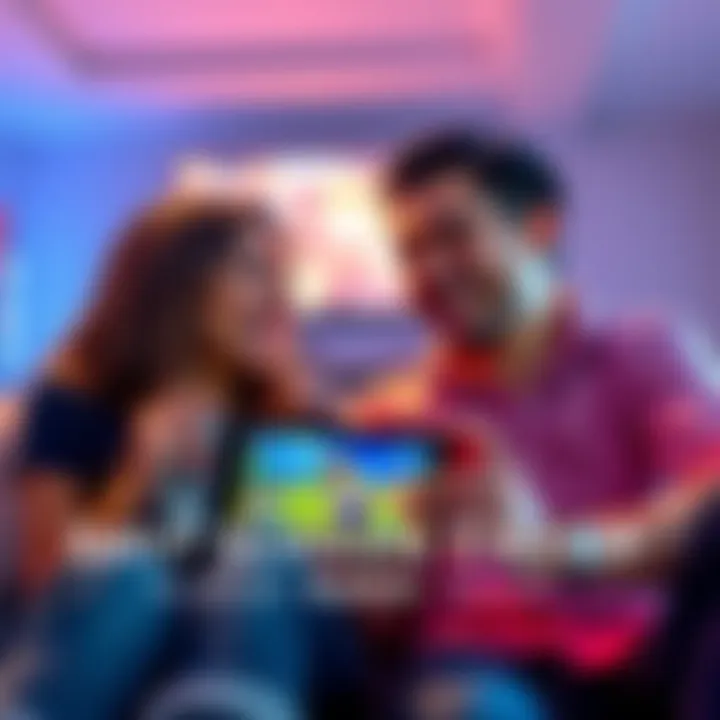 Two players enjoying a split screen co-op game on a Nintendo Switch, laughing and having fun together