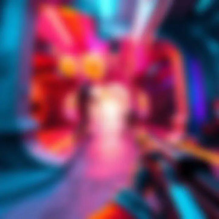 A vibrant scene showcasing players using portals in Splitgate 2, emphasizing dynamic FPS action and unique gameplay mechanics.