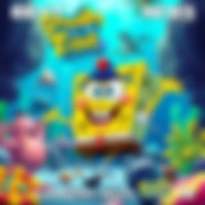 SpongeBob SquarePants character in a vibrant underwater setting, showcasing gameplay for Titans of the Tide