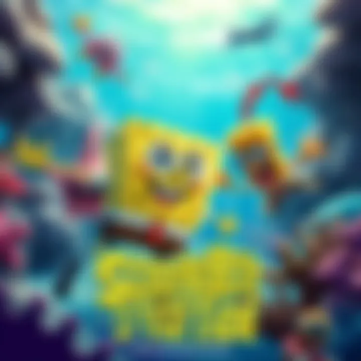SpongeBob and his friends exploring a vibrant underwater world with new characters and colorful scenery