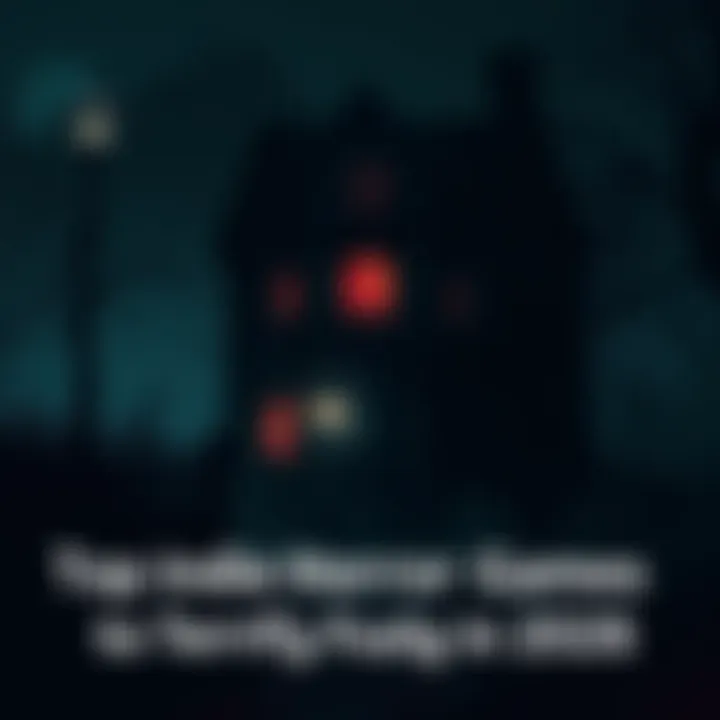 A dark and eerie atmosphere showcasing a haunted house with shadows and flickering lights, representing the indie horror genre's chilling experience.