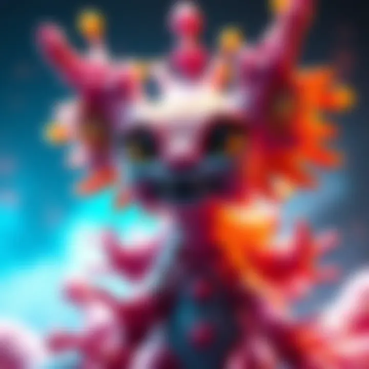 A colorful and detailed representation of a creature inspired by Sporepedia, showcasing unique features and shapes.