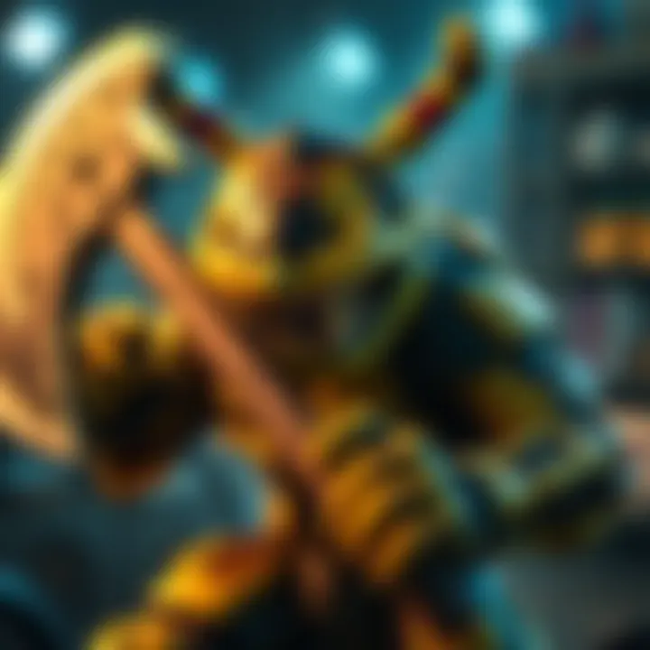 Springtrap with axe ready to attack Character Springtrap holding an axe, preparing for battle