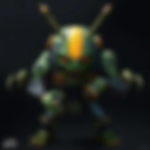 A detailed illustration of Springtrap, showcasing his worn-out mechanical body and eerie expression, set against a dark background that highlights his ominous presence in a game environment.