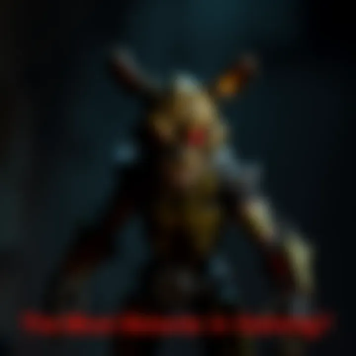 Springtrap, a killer character, stands in a shadowy environment with a menacing look, showcasing his unique design and balanced skills in gameplay.