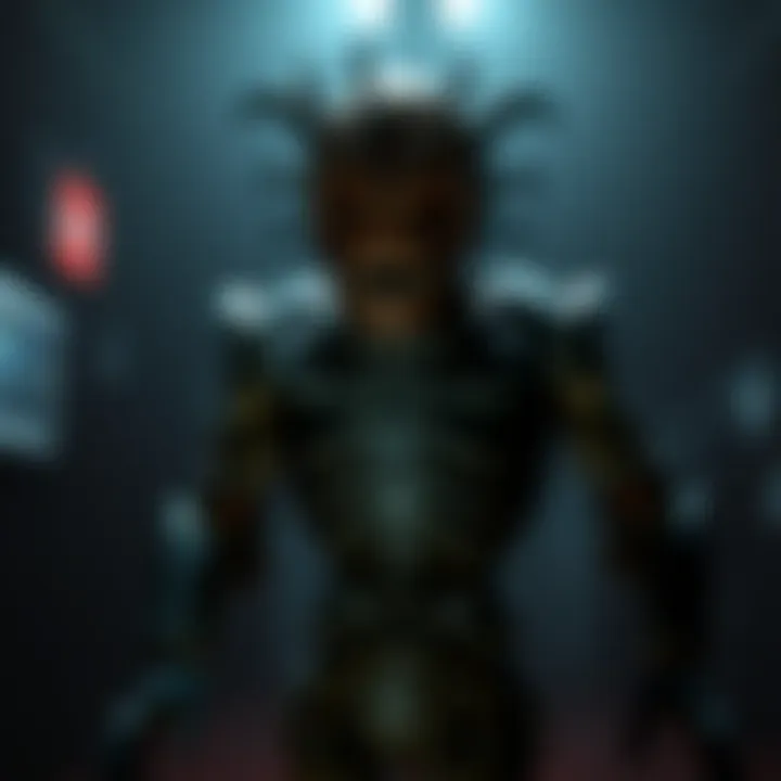 Springtrap, a worn and creepy animatronic from Dead by Daylight, stands menacingly in a dark game environment, evoking mixed feelings among players.
