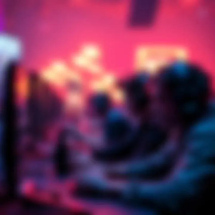 A group of gamers using headsets to communicate while playing together