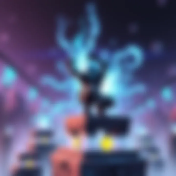 A player character in a game performing a squat emote on a high platform, optimizing for aura collection.