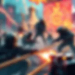 A thrilling video game scene inspired by Squid Games, featuring players facing intense challenges and survival tactics