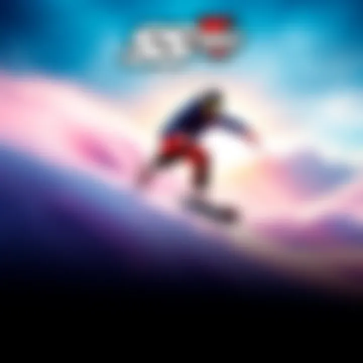 A vibrant representation of the SSX 2012 game menu with dynamic colors and a backdrop of snow-covered mountains, highlighting the energetic vibe of the soundtrack.
