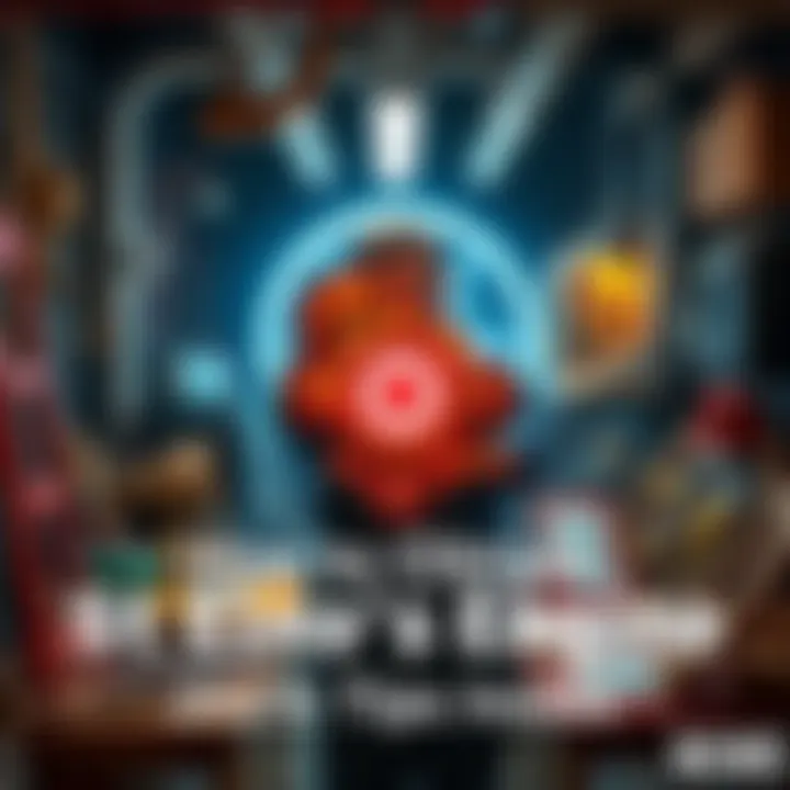 A person holding a glowing engine part, surrounded by a workshop filled with tools and exotic items.