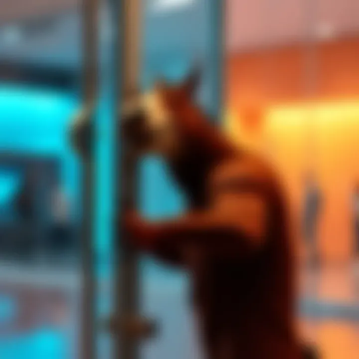 StableRonaldo playfully interacts with a glass door, showing a humorous moment