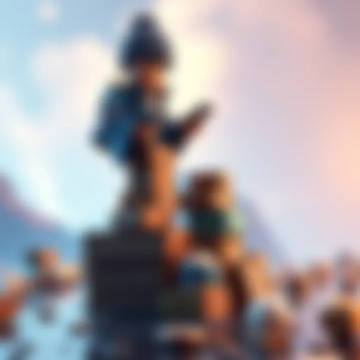 A character stacking blocks skillfully after a water update, showcasing various techniques for successful stacking.