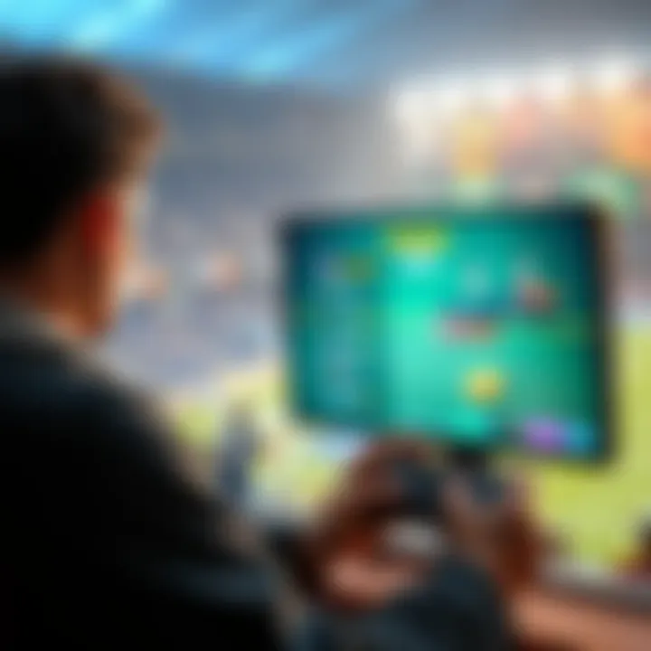 A frustrated gamer looks at a screen displaying the Stadium gameplay, with long wait times and cash accumulation on the screen.