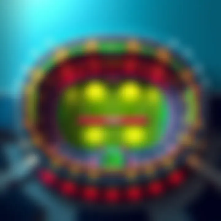 A colorful stadium map showcasing various sections and features, highlighting areas players discuss on forums about Quickplay mode.