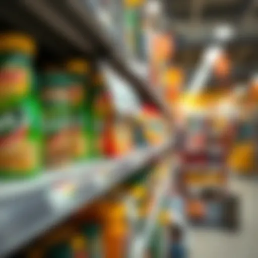 A close-up of a popular staple item on a store shelf with a price tag displaying an increase, representing consumer choices amid rising costs.