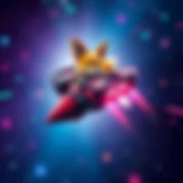 A Star Fox character piloting a spaceship through a vibrant starry background