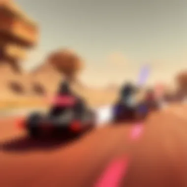 A scene from Star Wars: Galactic Racer showing speeder bikes racing on a generic sci-fi track.