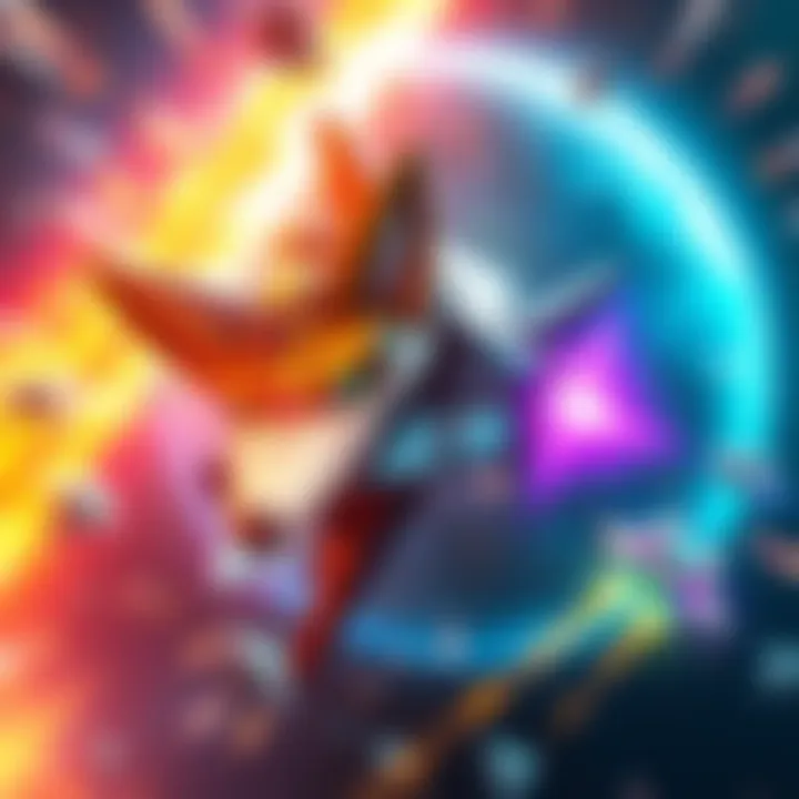 Star Fox spaceship engaged in a dynamic space battle with colorful graphics and energetic effects