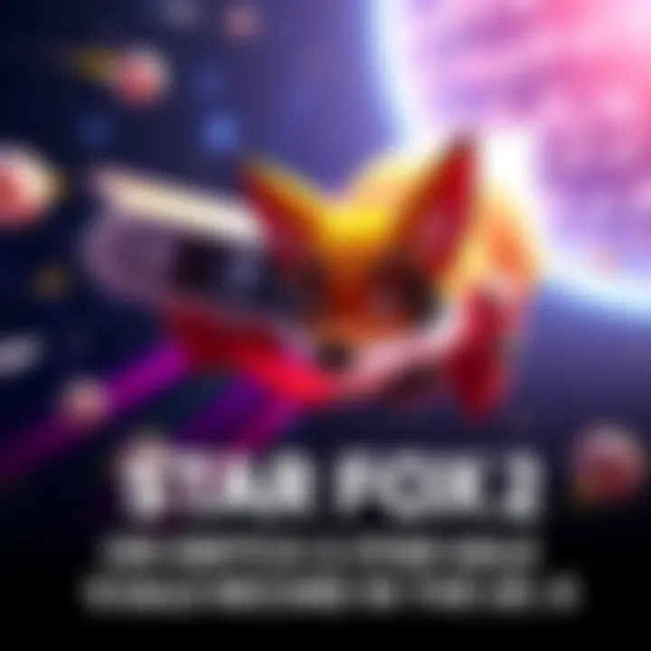Star Fox character flying in space with vibrant graphics and action elements