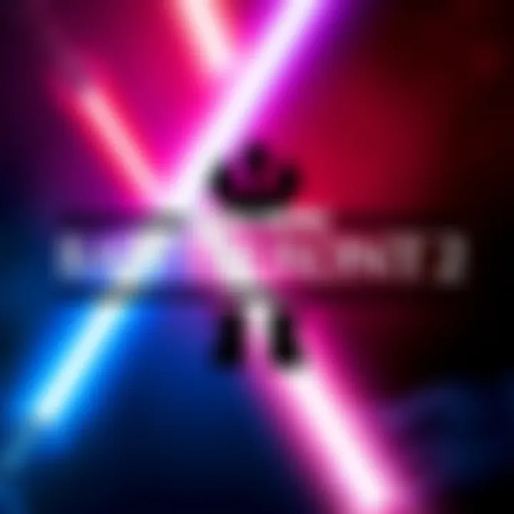 The logo of Star Wars Battlefront 2 with colorful lightsabers crossing behind it
