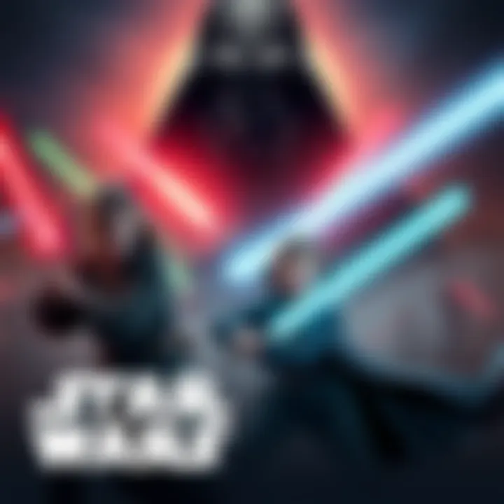 A dramatic scene from Star Wars Jedi 3 with Cal, his daughters, and a Dark Side figure looming over them, lightsabers ignited, depicting a tense moment of conflict.