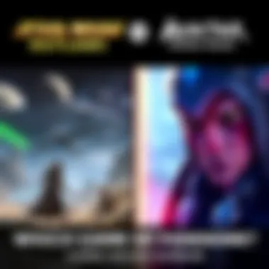 A side-by-side view of Star Wars Outlaws and Avatar: Frontiers of Pandora gameplay scenes showing rich worlds and characters