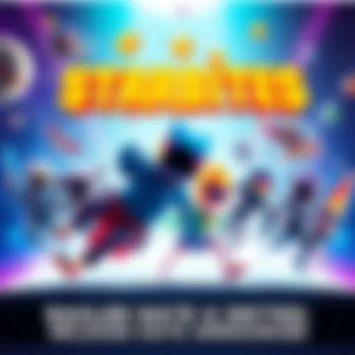 A vibrant scene showcasing the Starbites game with dynamic characters and space backgrounds, highlighting the excitement of the upcoming release.