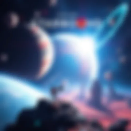 A vibrant space scene with colorful planets and stars, inviting people to embark on a creative journey.