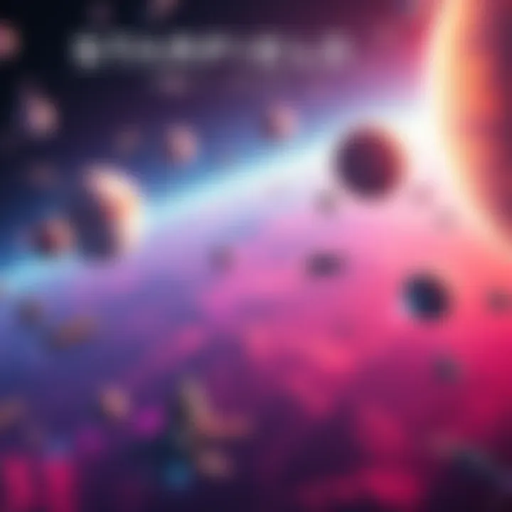 A vibrant space scene showcasing futuristic spacecrafts and planets, representing the adventure of Starfield on PS5.