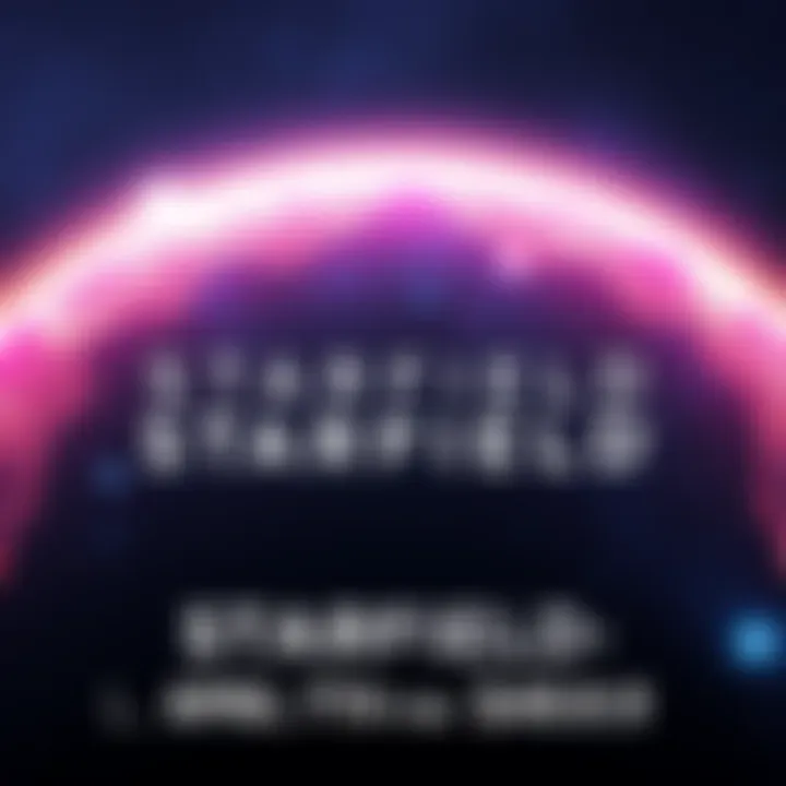 A promotional image showing the Starfield logo with a cosmic background, highlighting its release on PS5.