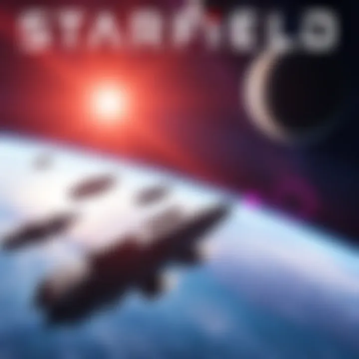 A cosmic scene showcasing ships and planets representing new content in Starfield's Free Lanes Update and Terran Armada DLC.