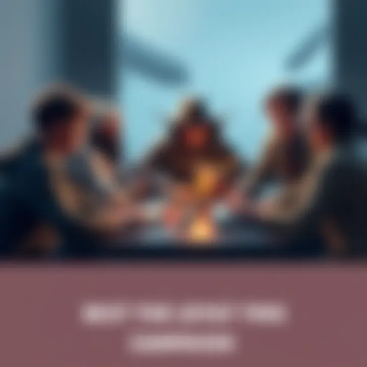 A group of gamers discussing the best level to start their character campaigns around a table with game books and dice.