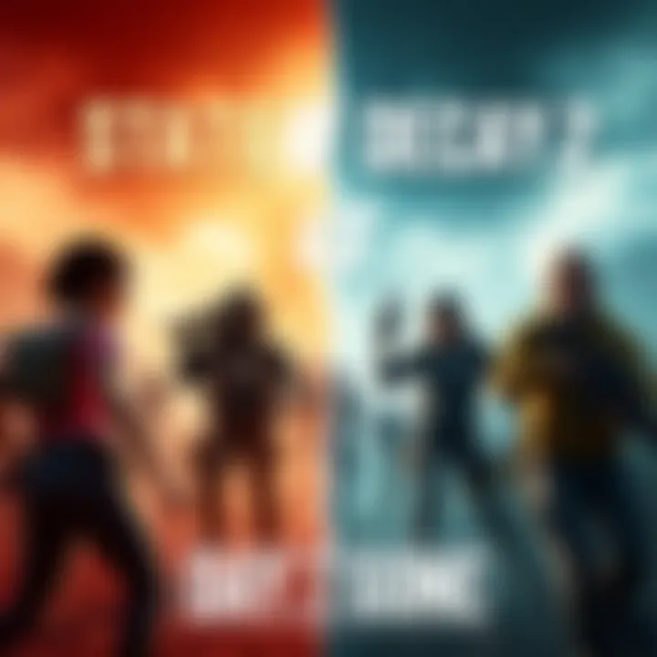 A comparison of gameplay elements from State of Decay 2 and Days Gone, showing characters and combat scenes.