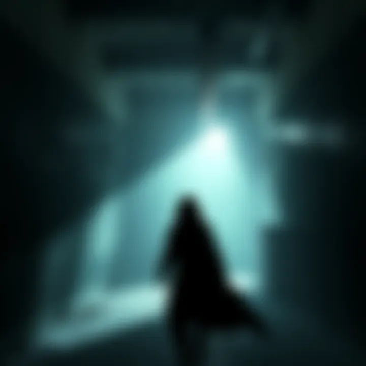 A character hiding in shadows to avoid detection while exploring a haunted location in Fatal Frame 2 Remake