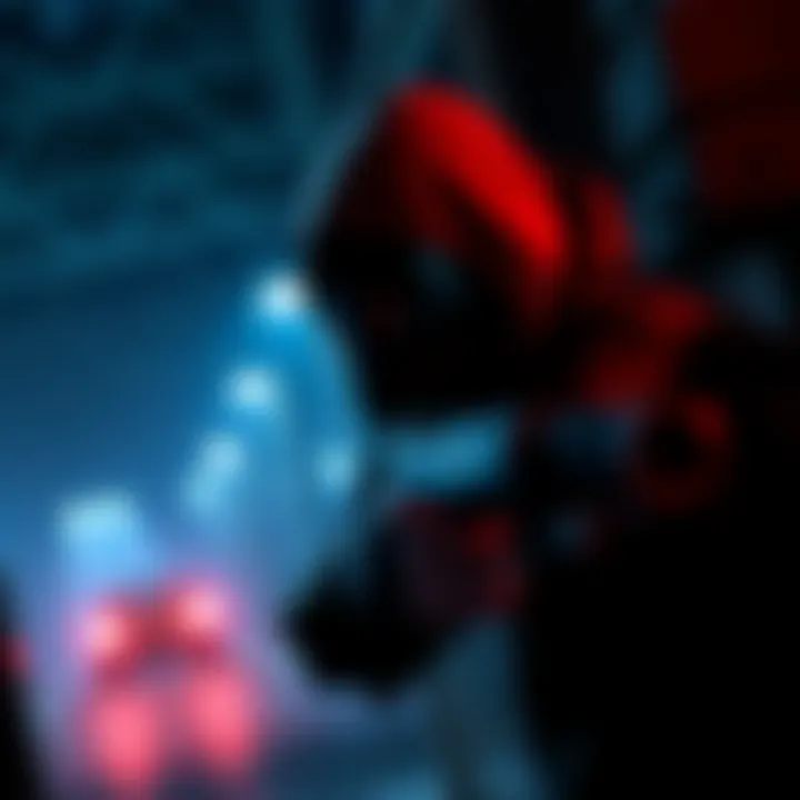 Stealth Gamer in Action A character stealthily moving behind cover in a dimly lit environment, showcasing various stealth techniques in gaming.