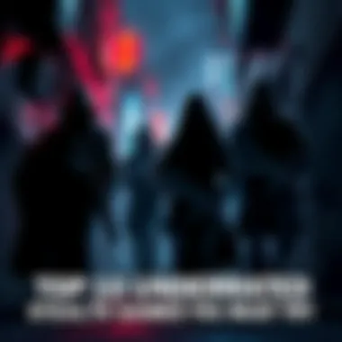 Various stealth game characters sneaking through a dark, urban environment with shadows and strategic cover.