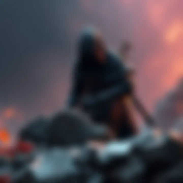 A stealthy assassin character with dark clothing and a dagger, crouched behind a rock in Elden Ring