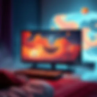 A Steam Deck displaying an anime scene with a colorful background