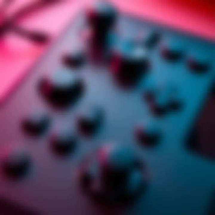 Close-up view of the Steam Deck's unique button and joystick layout, highlighting its differences from traditional game controllers.