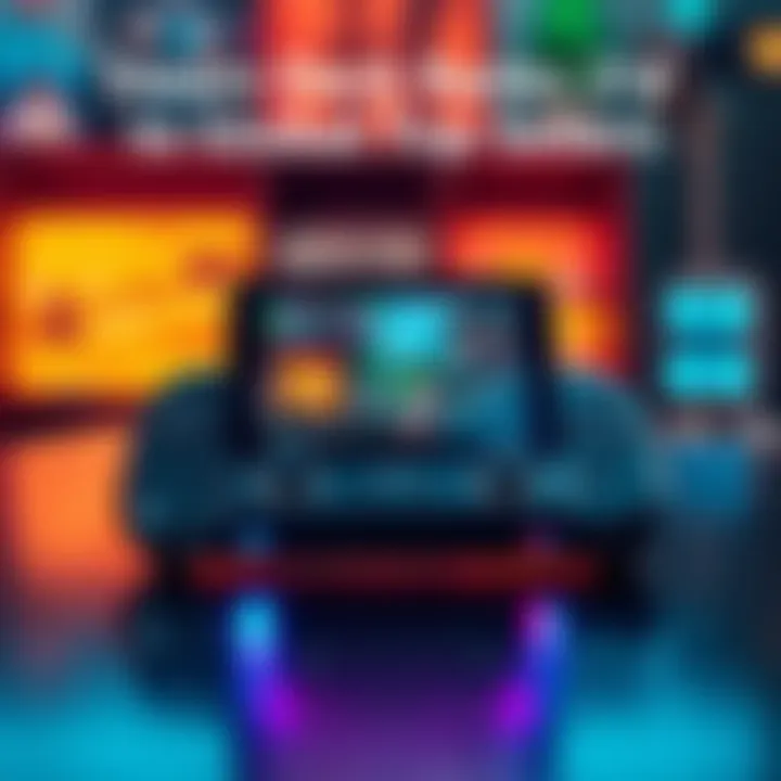 Steam Deck handheld gaming console with vibrant screen displaying a game