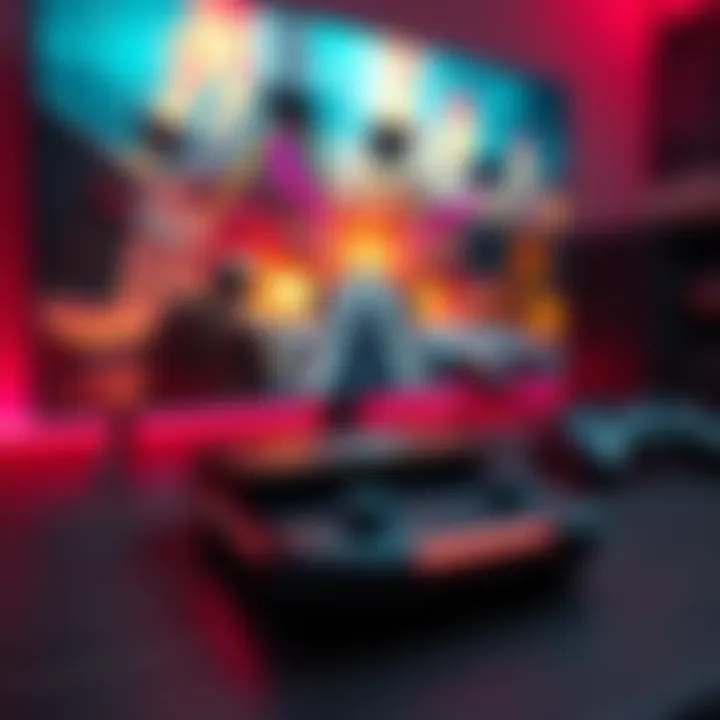 Steam Deck gaming console docked to an LG C4 TV, showing a vibrant game scene on screen