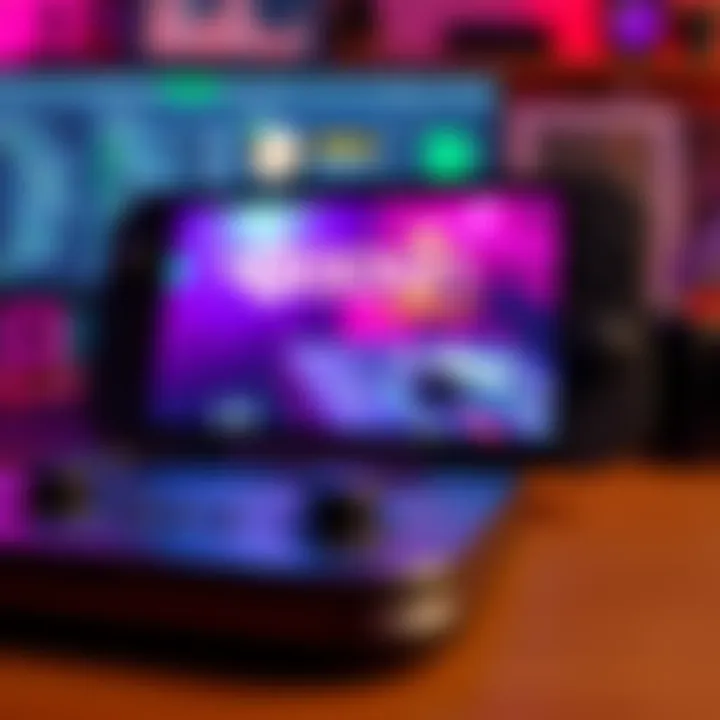 Steam Deck with Persona 3 Reload A Steam Deck gaming device displaying Persona 3 Reload on its screen with modding tools in the background