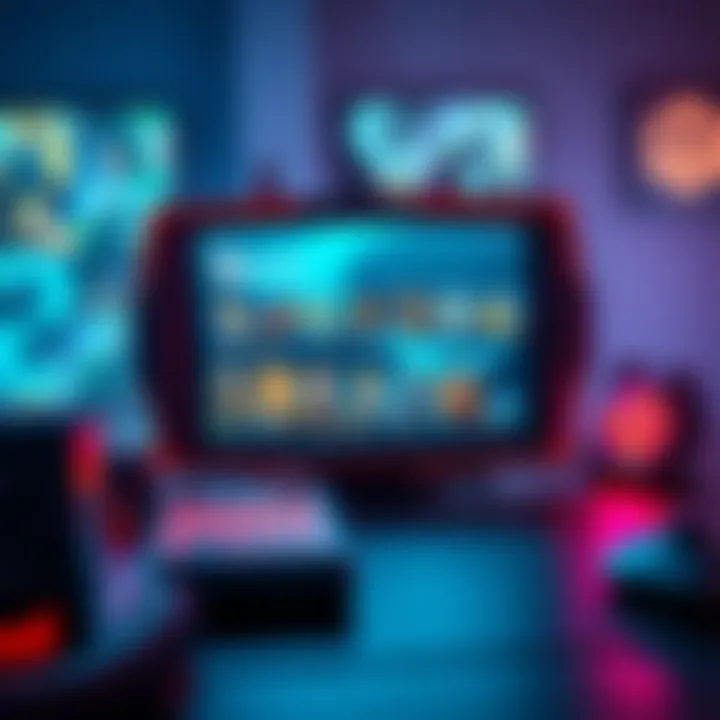 A Steam Deck displaying a turn-based game interface with colorful graphics and character options