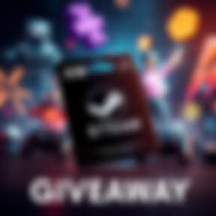 $10 Steam Gift Card Giveaway Graphic showing a $10 Steam Gift Card with gaming elements in the background